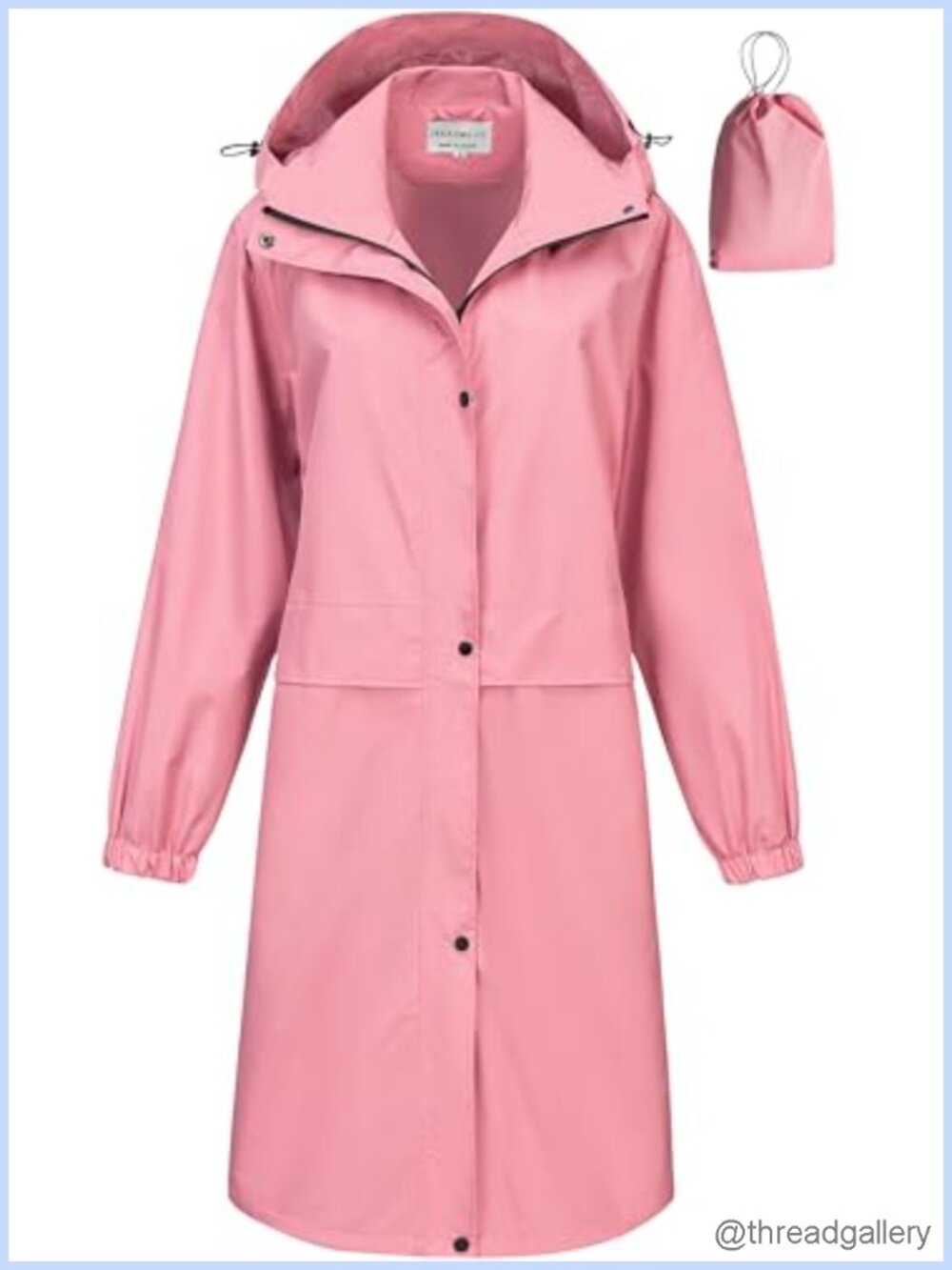 Women's Long Waterproof Rain Jacket Lightweight Packable Windbreaker Removable